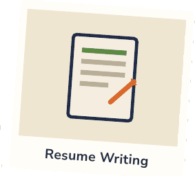 Resume writing illustration — notepad and pen